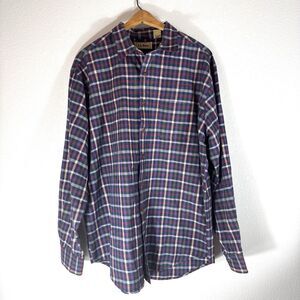 Vintage LL Bean Blue Purple Long Sleeve Button Down Shirt Size XLT